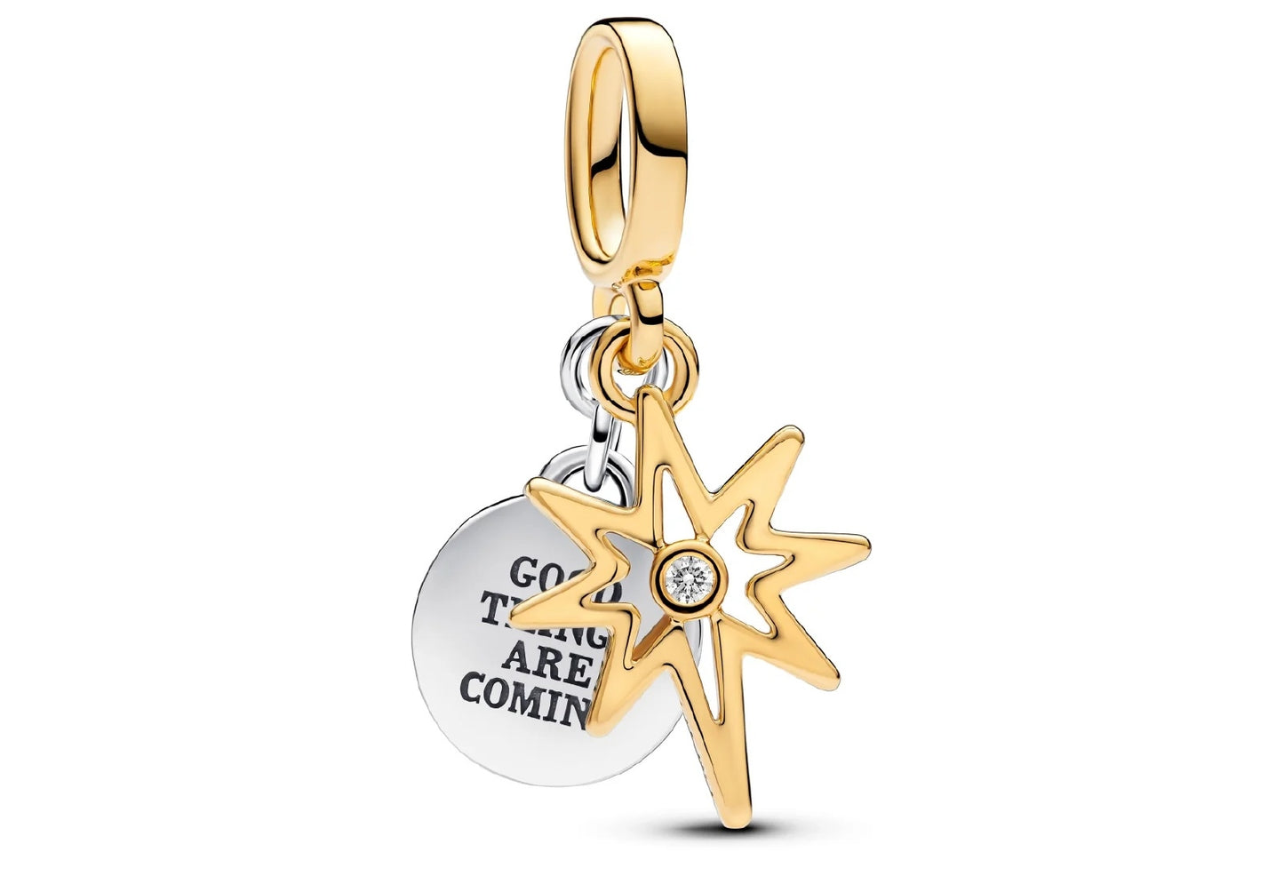PANDORA CHARMS Mod. ENGRAVABLE NORTH STAR LAB-GROWN DIAMOND DANGLE-0