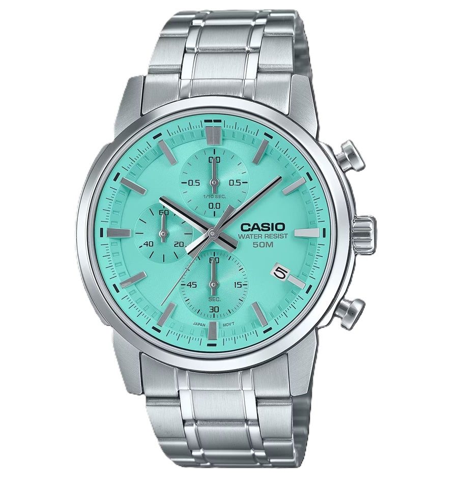 CASIO COLLECTION Mod. CHRONO DATE - AQUA GREEN-0