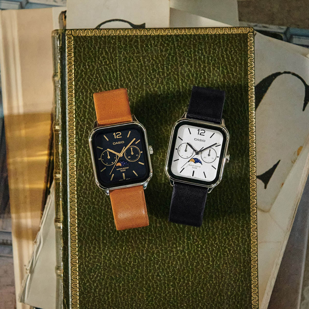 CASIO COLLECTION Mod. MOONPHASES LEATHER - BLACK-3