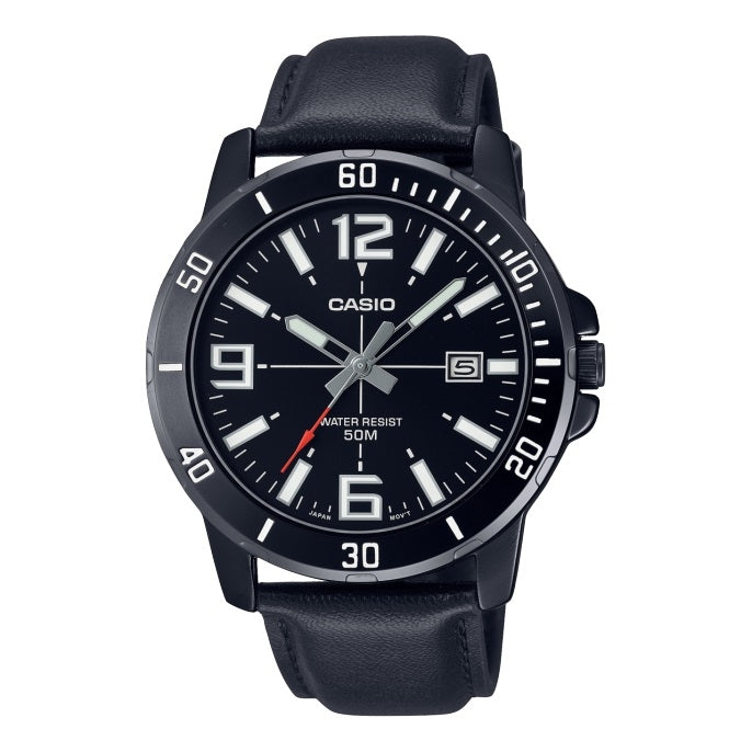 CASIO SPORT COLLECTION Mod. DIVER 50M LEATHER - FULL BLACK-0