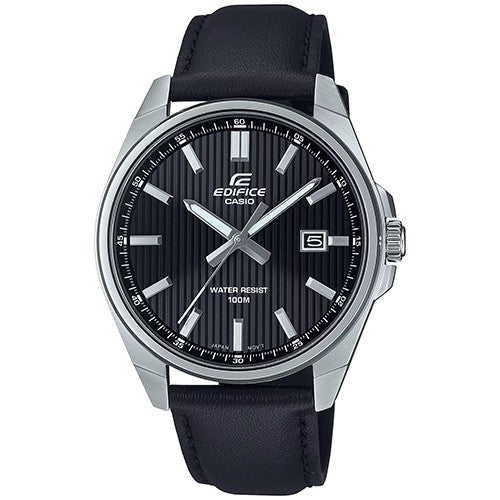 CASIO EDIFICE Mod. CLASSIC DATE - LEATHER, BLACK-0