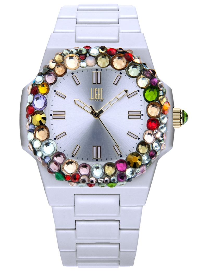 LIGHT TIME Mod. VELVET NAUTILUS - White Rainbow Strass-0