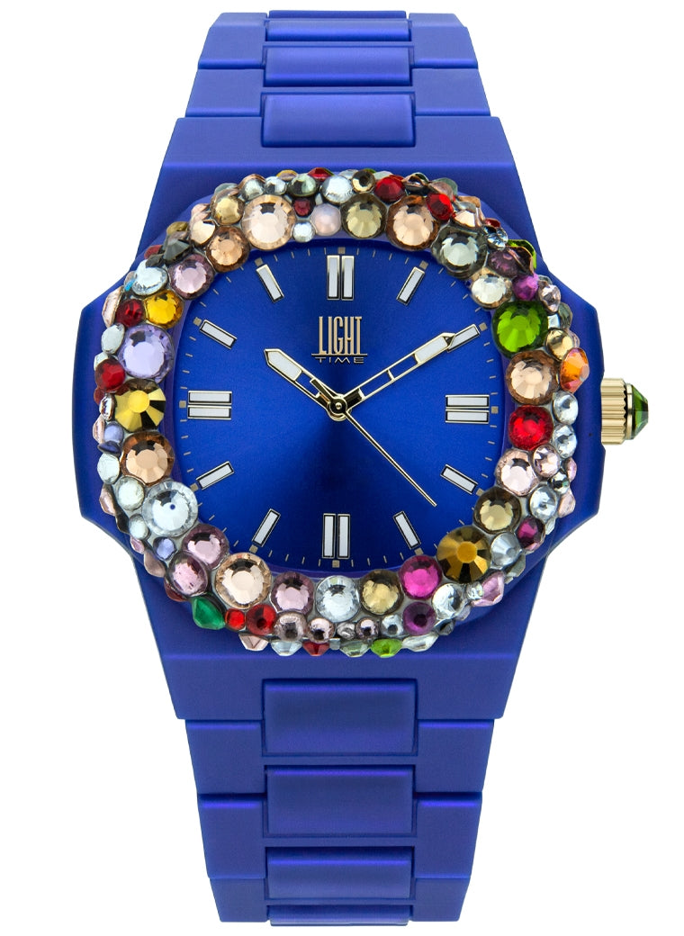 LIGHT TIME Mod. VELVET NAUTILUS - Blue Rainbow Strass-0