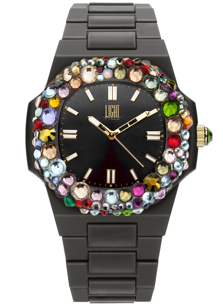 LIGHT TIME Mod. VELVET NAUTILUS - Black Rainbow Strass-0