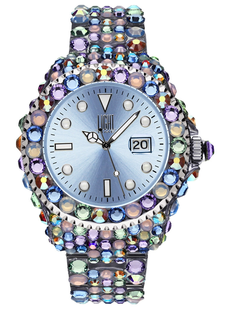 LIGHT TIME Mod. MEDITERRANEO - Full Strass / Light Blue-0
