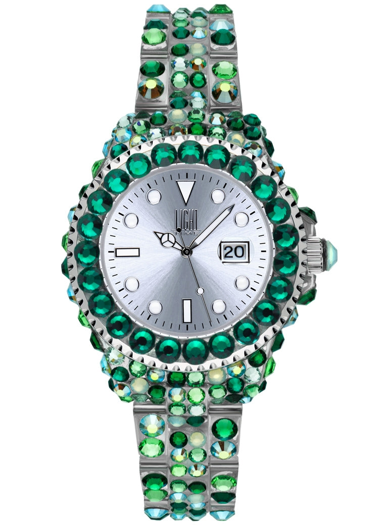 LIGHT TIME Mod. MEDITERRANEO - Full Strass / Green-0