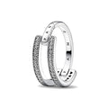 PANDORA JEWELS Mod. SIGNATURE LOGO & PAVE DOUBLE BAND - RING - Size 54 ***SPECIAL PRICE***-0