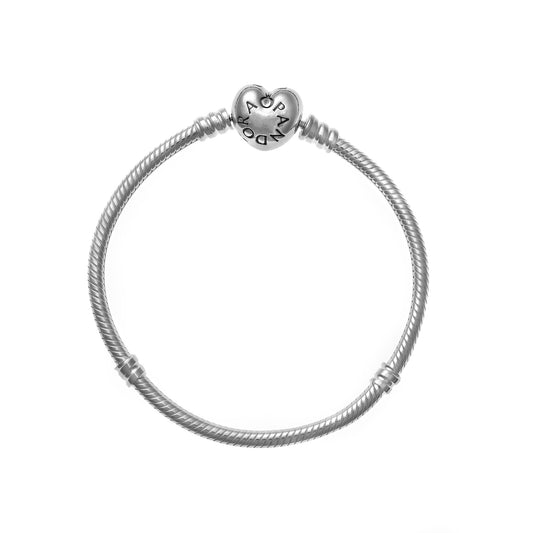 PANDORA MOMENTS COLLECTION Mod. HEART CLASP SNAKE CHAIN BRACELET - Size 18-0