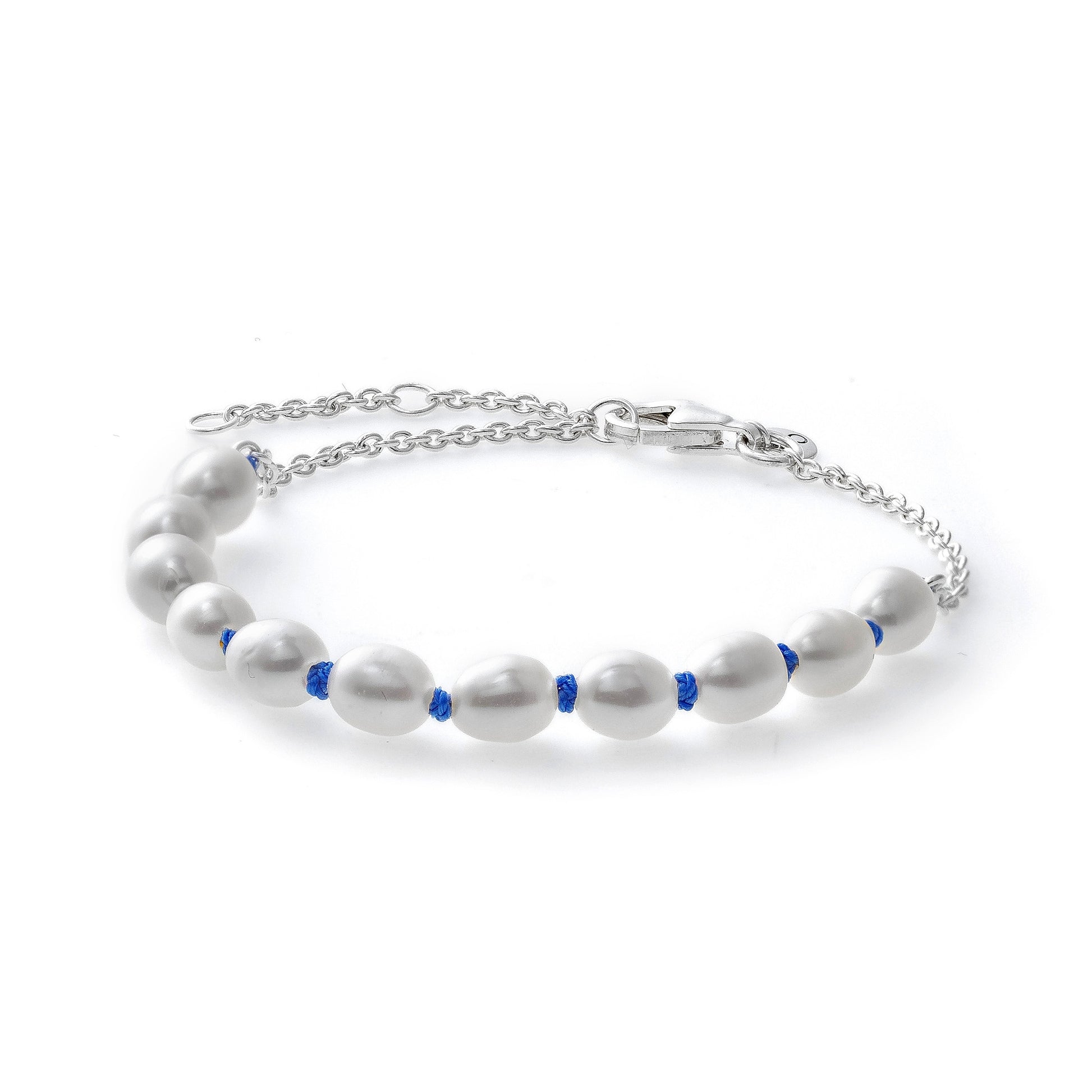 PANDORA JEWELS Mod. TREATED FRESHWATER CULTURED PEARL BLUE CORD - Size 16 ***SPECIAL PRICE***-0