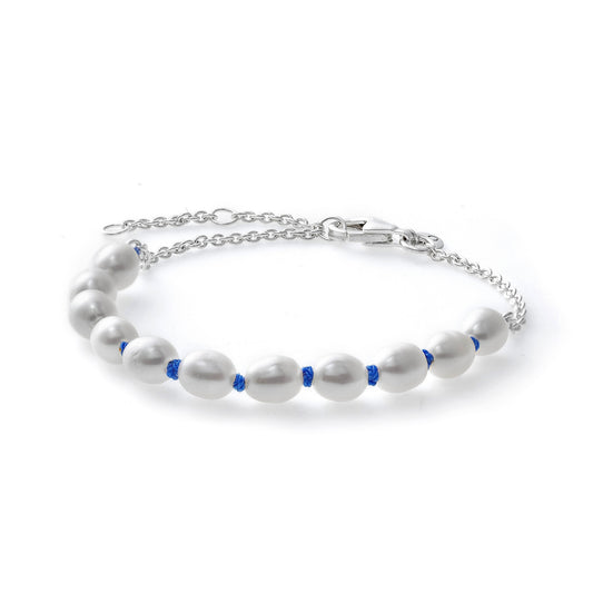 PANDORA JEWELS Mod. TREATED FRESHWATER CULTURED PEARL BLUE CORD - Size 16 ***SPECIAL PRICE***-0
