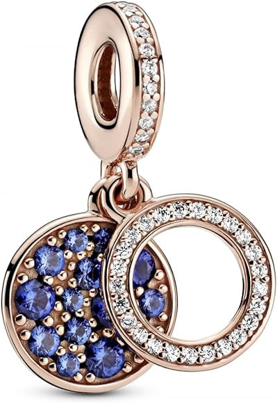 PANDORA CHARMS Mod. SPARKLING PINK DISC DOUBLE DANGLE