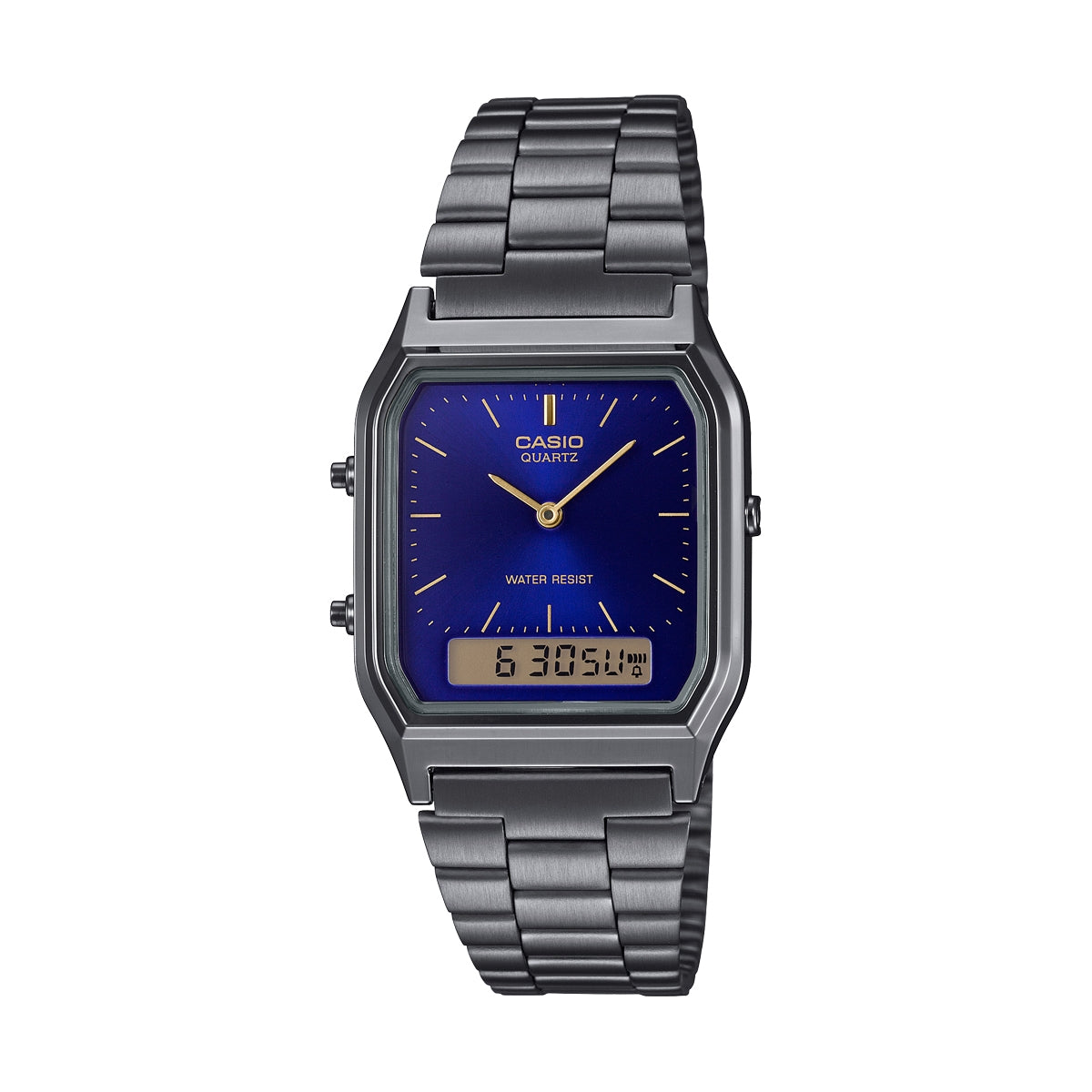 CASIO VINTAGE Mod. EDGY COLLECTION SUNRAY DIAL - GUN METAL NIGHT BLUE-0