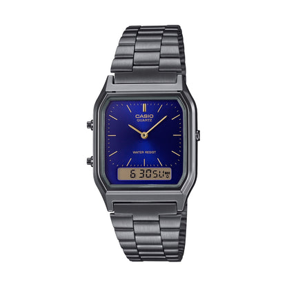 CASIO VINTAGE Mod. EDGY COLLECTION SUNRAY DIAL - GUN METAL NIGHT BLUE-0