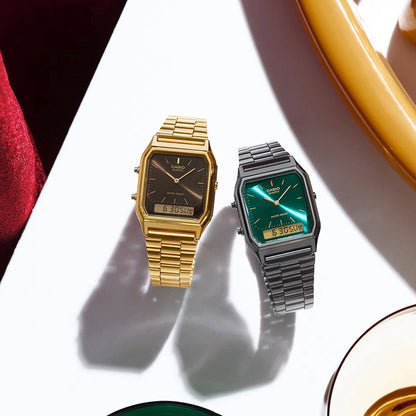 CASIO VINTAGE Mod. EDGY COLLECTION GUN METAL - EMERALD GREEN-1