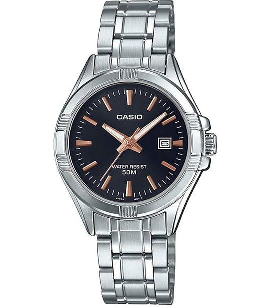 CASIO COLLECTION Mod. LADY DATE - BLACK, BRONZE INDEXES-0