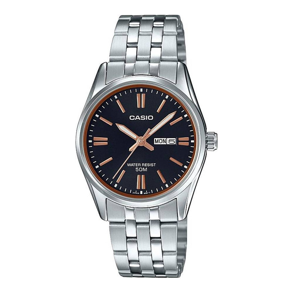 CASIO COLLECTION Mod. LADY DAY & DATE - BLACK, BRONZE INDEXES-0