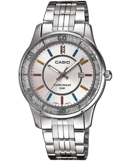 CASIO COLLECTION Mod. LADY DATE GLITTER BEZEL - WHITE-0