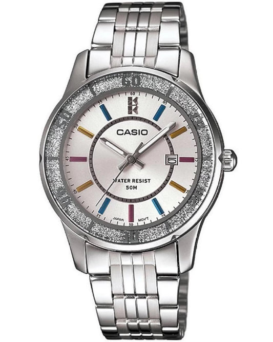 CASIO COLLECTION Mod. LADY DATE GLITTER BEZEL - WHITE-0