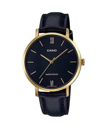 CASIO COLLECTION Mod. MINIMAL GOLD, LEATHER - BLACK-0