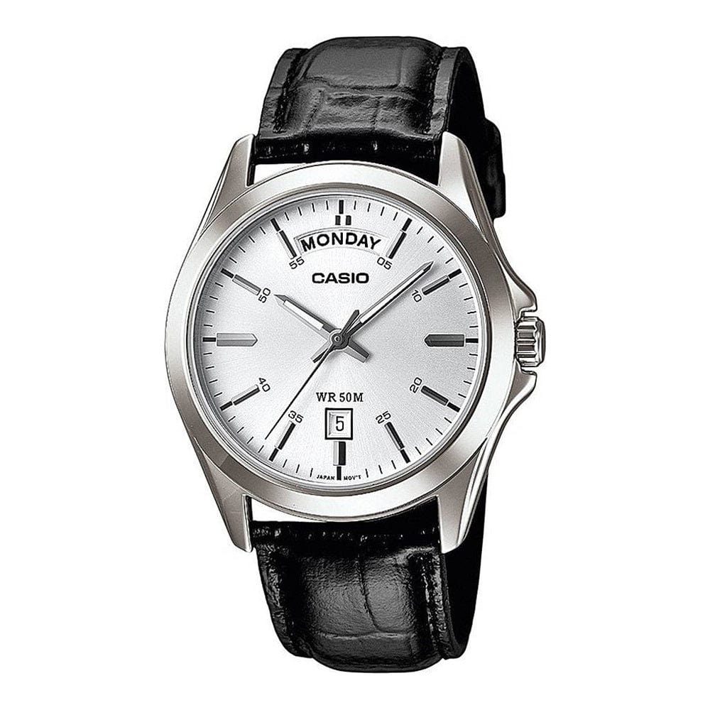 CASIO COLLECTION Mod. DAY DATE, LEATHER, WHITE-0