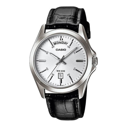 CASIO COLLECTION Mod. DAY DATE, LEATHER, WHITE-0