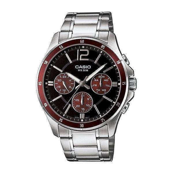 CASIO COLLECTION Mod. MULTIFUNCTION CALENDAR - BLACK & BORDEAUX-0