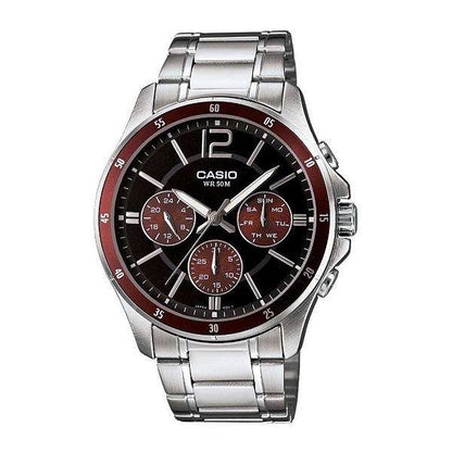 CASIO COLLECTION Mod. MULTIFUNCTION CALENDAR - BLACK & BORDEAUX-0