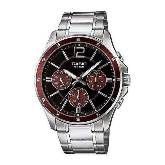 CASIO COLLECTION Mod. MULTIFUNCTION CALENDAR - BLACK & BORDEAUX-0
