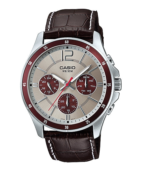 CASIO COLLECTION Mod. MULTIFUNCTION CALENDAR, BROWN LEATHER - TWO TONES-0