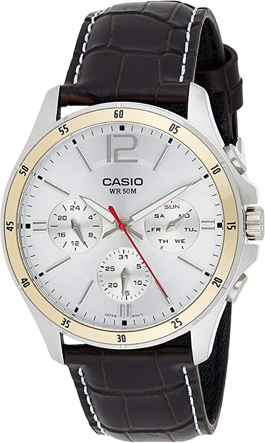 CASIO COLLECTION Mod. MULTIFUNCTION CALENDAR, LEATHER - SILVER-0