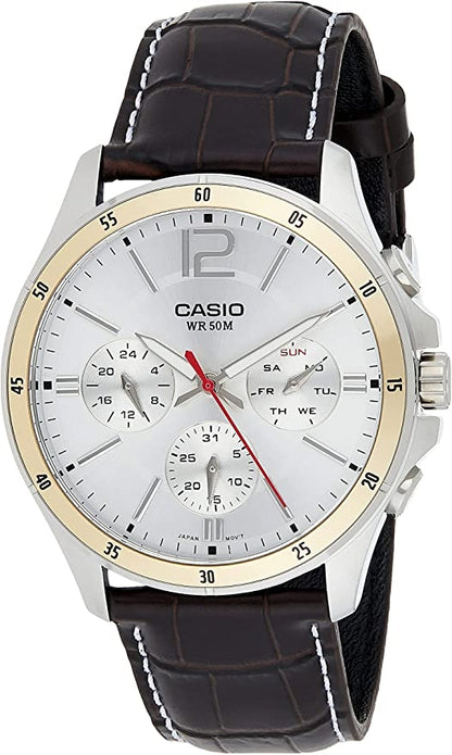 CASIO COLLECTION Mod. MULTIFUNCTION CALENDAR, LEATHER - SILVER-0