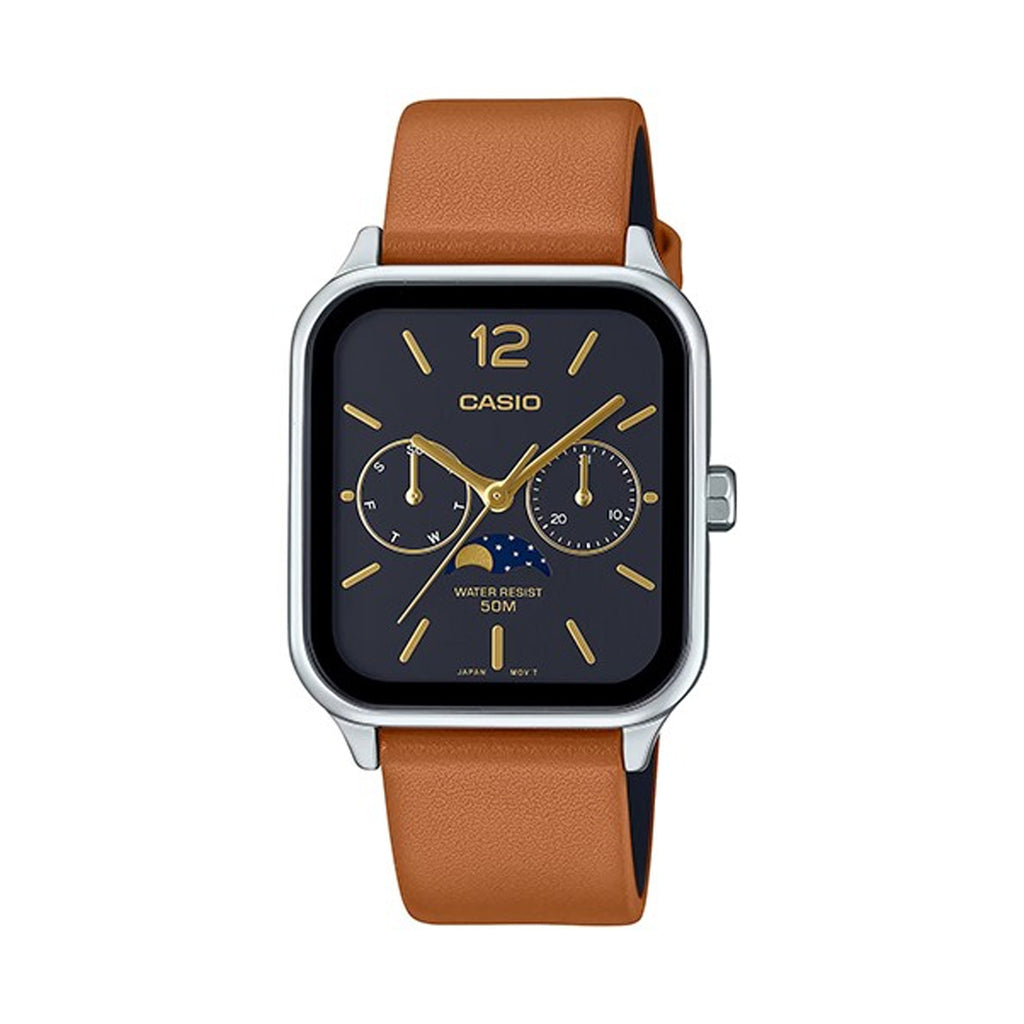 CASIO COLLECTION Mod. MOONPHASES LEATHER - BLACK-0