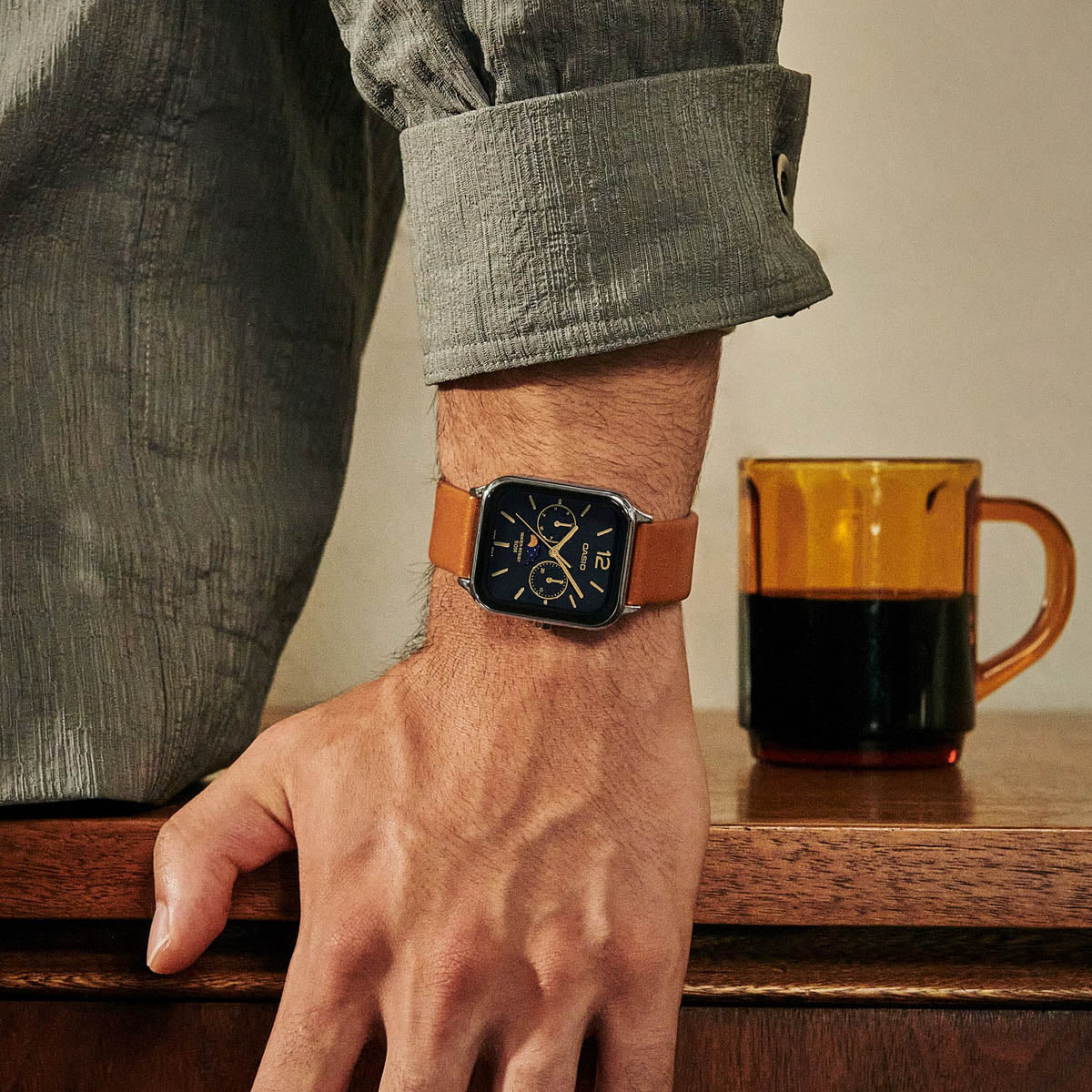 CASIO COLLECTION Mod. MOONPHASES LEATHER - BLACK-4