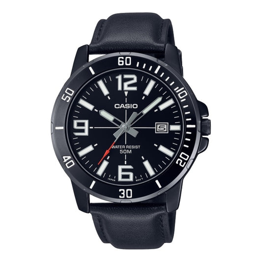 CASIO SPORT COLLECTION Mod. DIVER 50M LEATHER - FULL BLACK-0