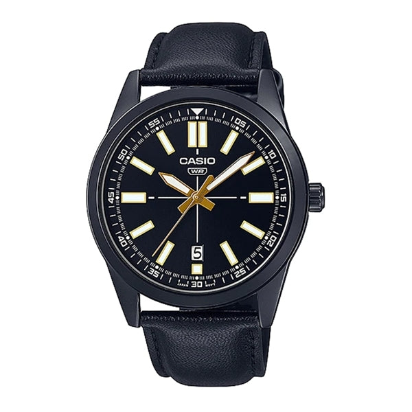 CASIO COLLECTION Mod. CASUAL DATE - LEATHER, FULL BLACK-0