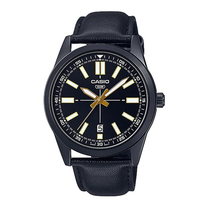 CASIO COLLECTION Mod. CASUAL DATE - LEATHER, FULL BLACK-0