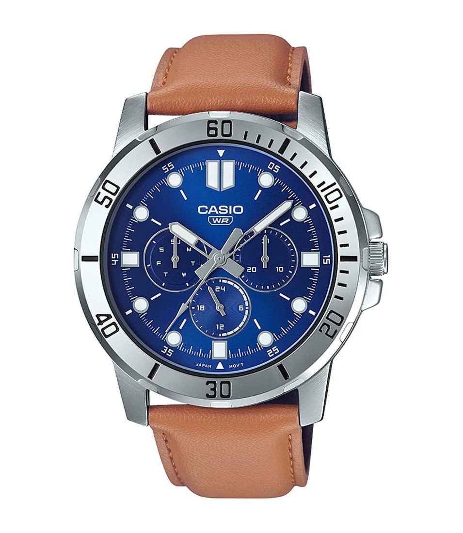 CASIO COLLECTION Mod. DIVER MULTIFUCTION, LEATHER - BLUE-0