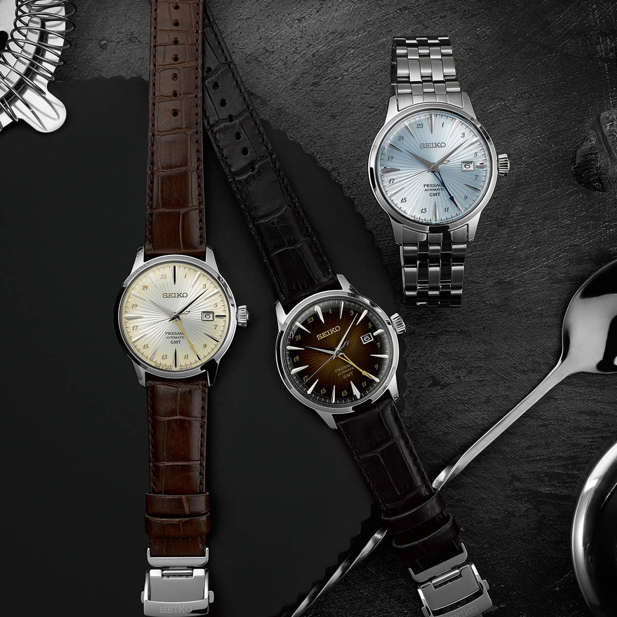 SEIKO PRESAGE Mod. COCKTAIL AUTOMATIC - LEATHER, CREAM-3