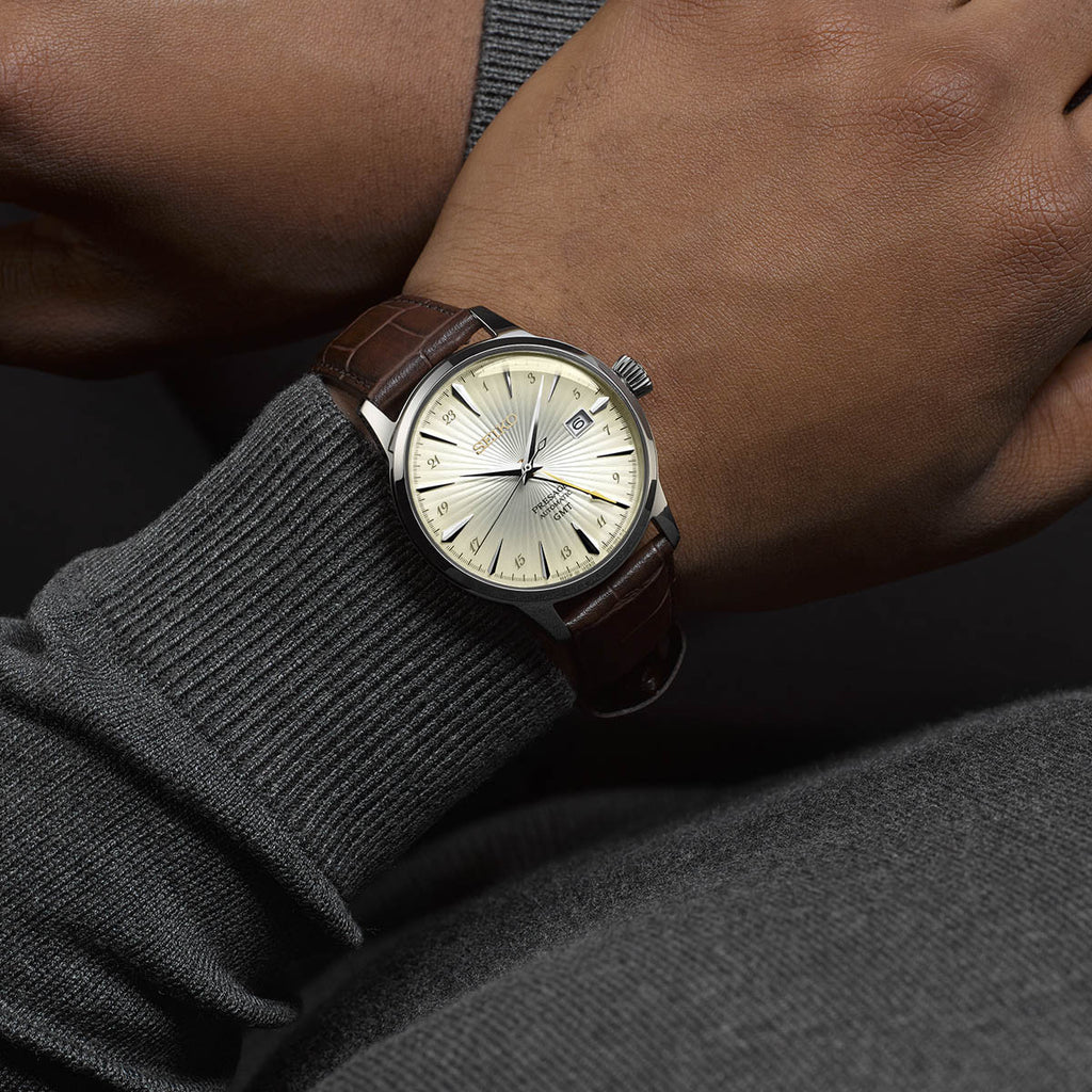 SEIKO PRESAGE Mod. COCKTAIL AUTOMATIC - LEATHER, CREAM-4