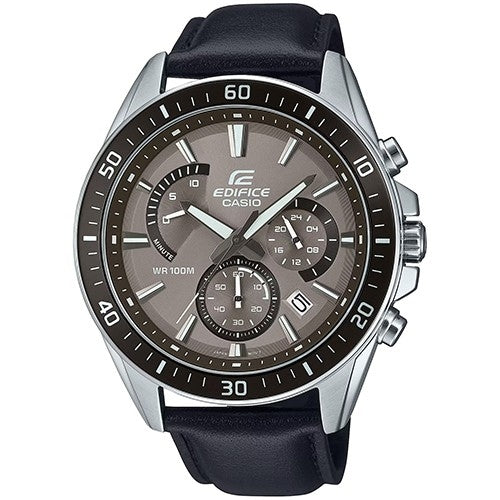 CASIO EDIFICE Mod. RETROGRADE CHRONOGRAPH XL LEATHER - TAN BLACK-0