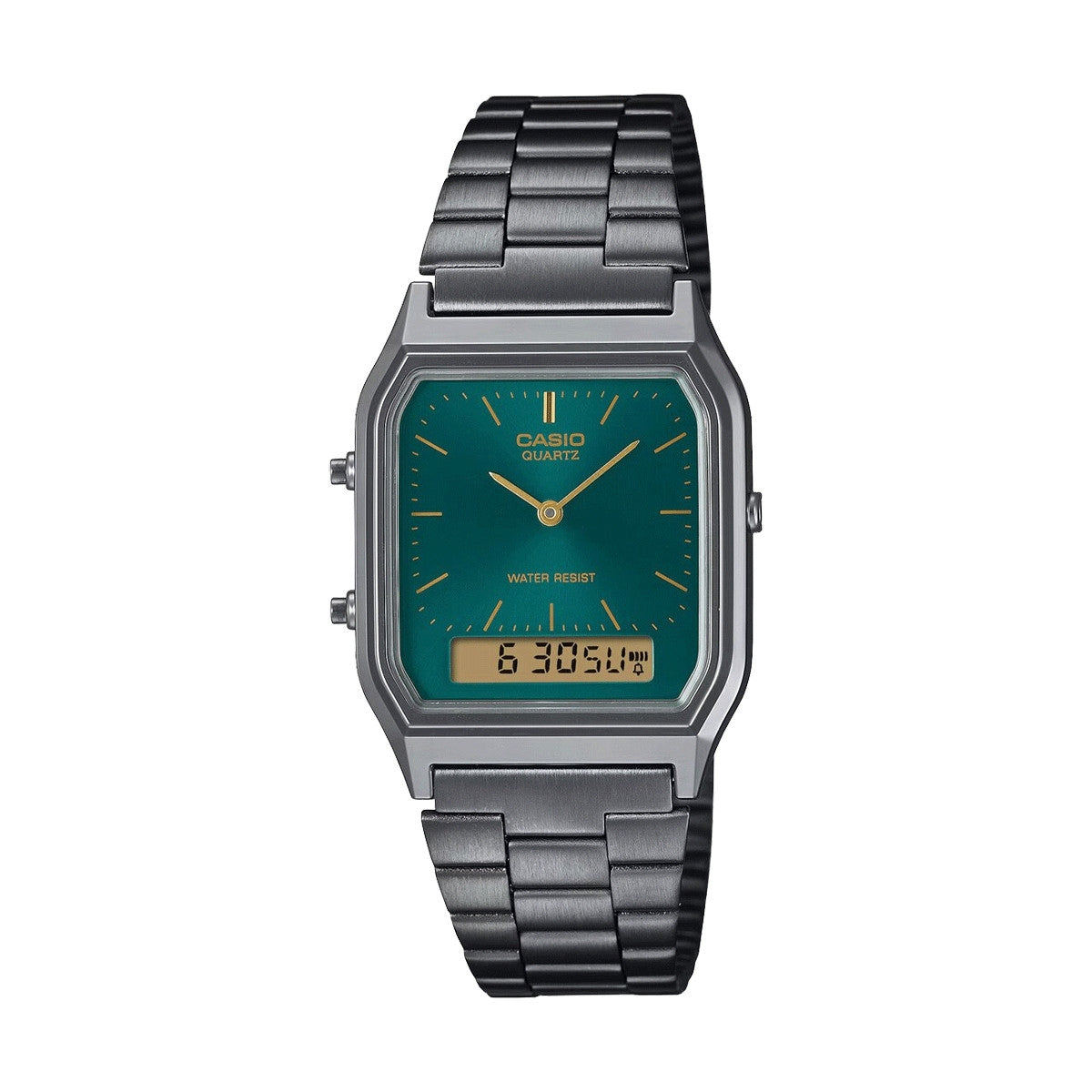 CASIO VINTAGE Mod. EDGY COLLECTION GUN METAL - EMERALD GREEN-0