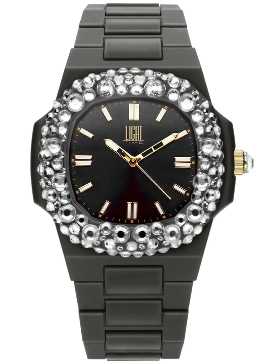 LIGHT TIME Mod. VELVET NAUTILUS - Black Clear Strass-0
