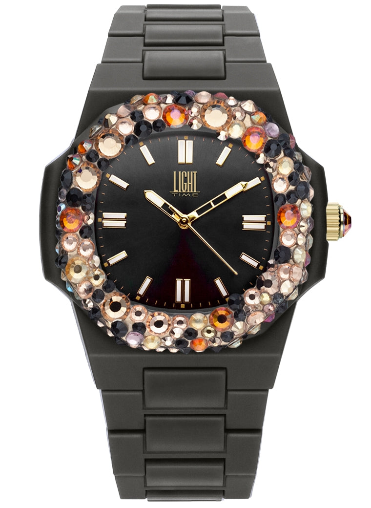 LIGHT TIME Mod. VELVET NAUTILUS - Black Rainbow Strass-0