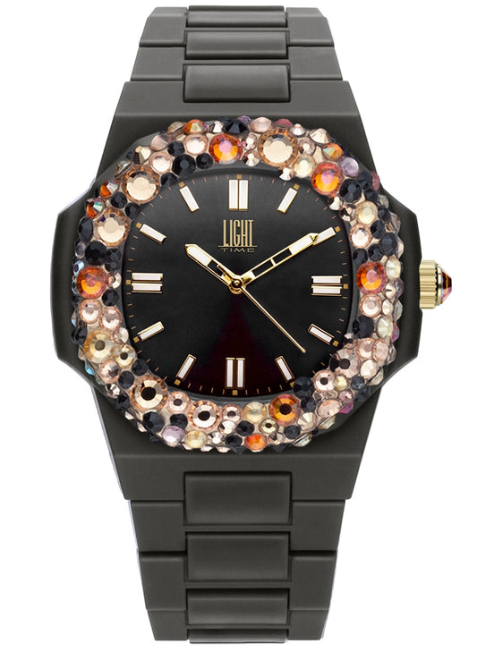 LIGHT TIME Mod. VELVET NAUTILUS - Black Rainbow Strass-0