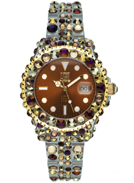 LIGHT TIME Mod. MEDITERRANEO - Full Strass / Brown-0