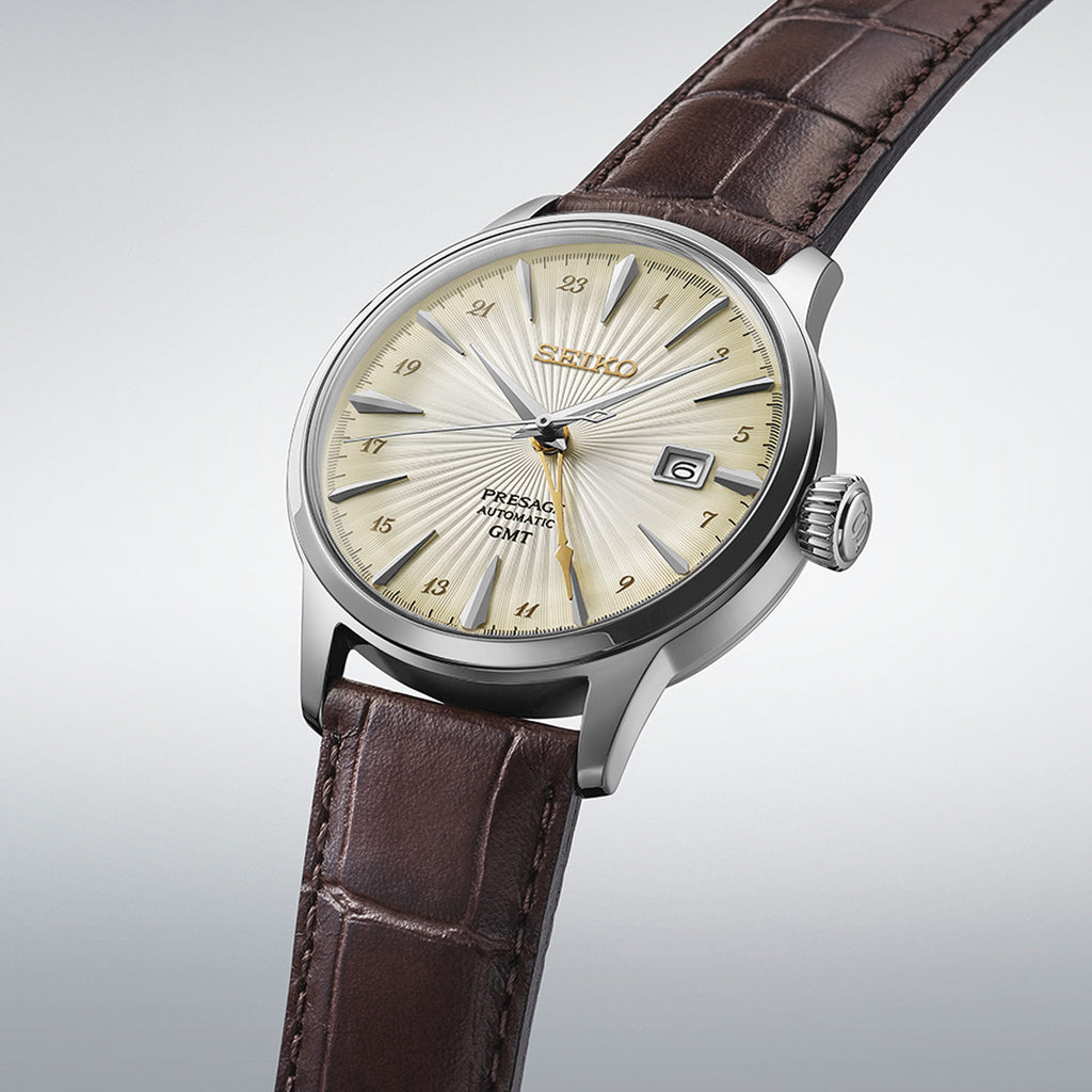 SEIKO PRESAGE Mod. COCKTAIL AUTOMATIC - LEATHER, CREAM-6