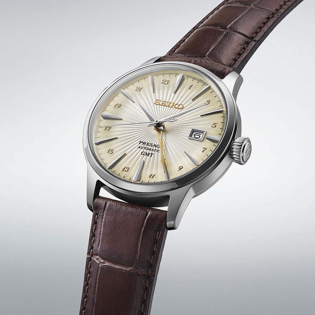 SEIKO PRESAGE Mod. COCKTAIL AUTOMATIC - LEATHER, CREAM-6